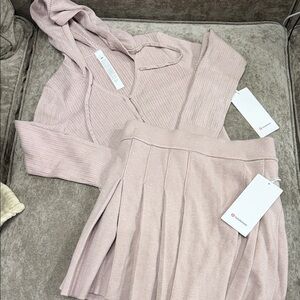 Lululemon Dusty Pink Ribbed Skirt Set